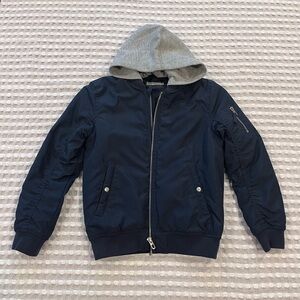 H&M Navy and Gray Kids Padded Bomber Jacket